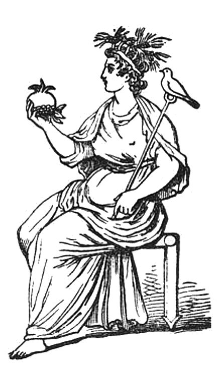 Junon, la Colombe et Rhoia avec la grenade.