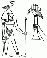 Le dieu gyptien Seb et son symbole, l'oie.  droite, le sacrifice de l'oie sacre.