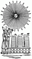 Reprsentation d'un sacrifice au soleil, o deux prtres adorent l'image du soleil,  Babain, en haute gypte.