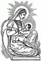 L'enfant Crisna port dans les bras de la desse Devaki.