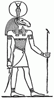 Le dieu Tages en gypte reprsent avec la tte et les cornes d'un blier.